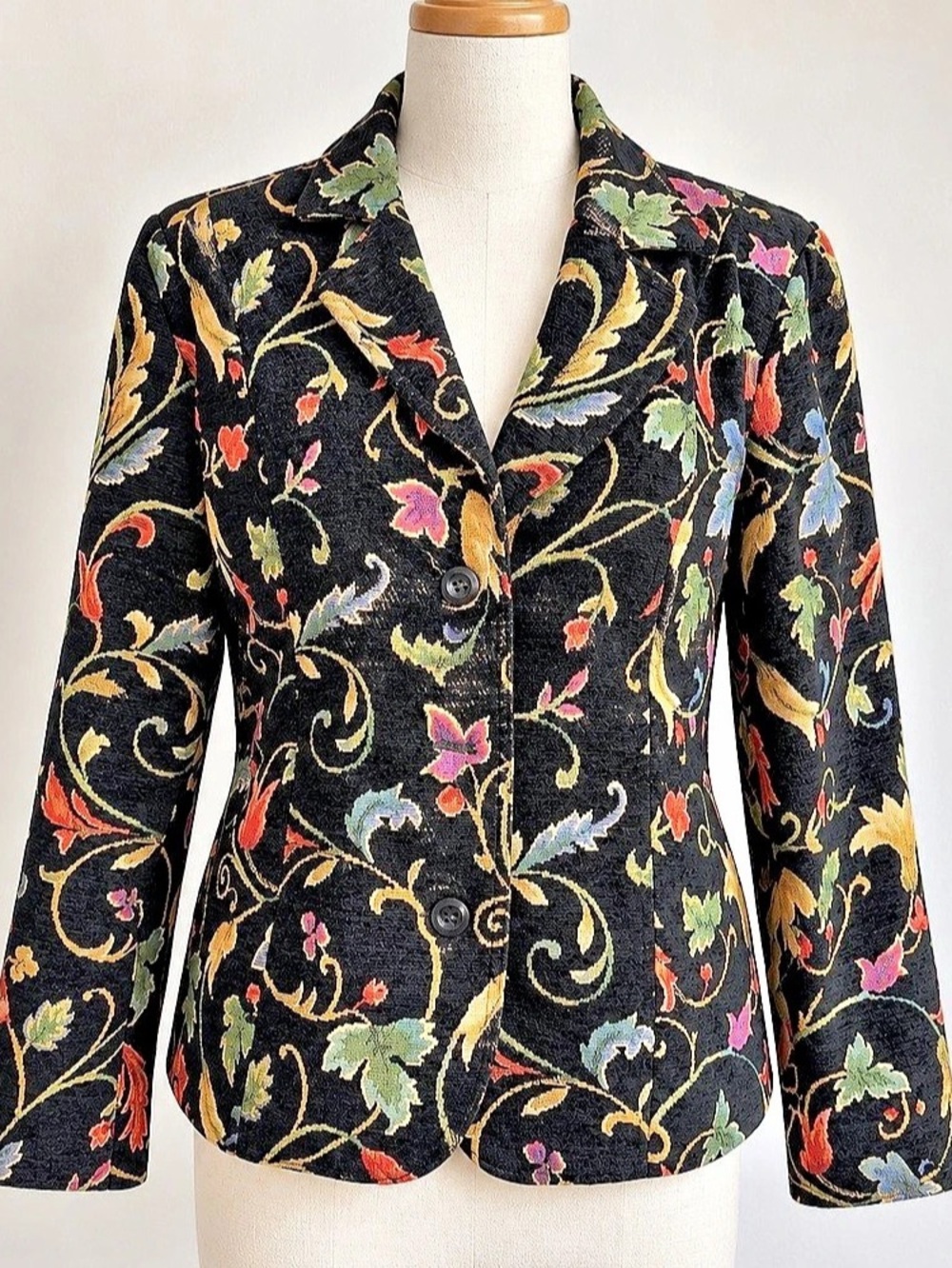 Vintage ELCC Floral Jacquard Western & Whimsigoth 90's Blazer, Size Large